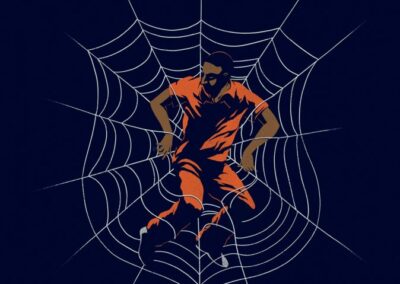Prisoner caught in web shaped police badge