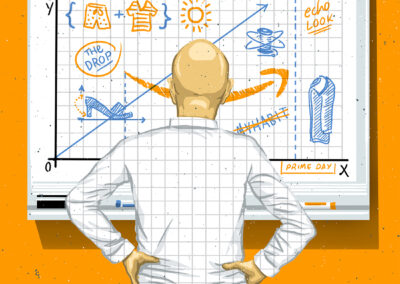 Jeff Bezos in front of a whiteboard with equations.